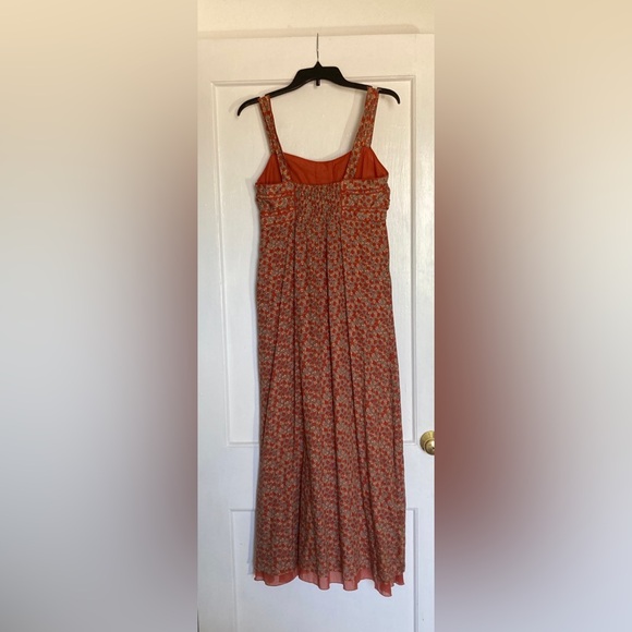 Susana Monaco Maxi Dress Rust Orange Floral Sundress Silk Cotton Size 8 - Picture 3 of 14
